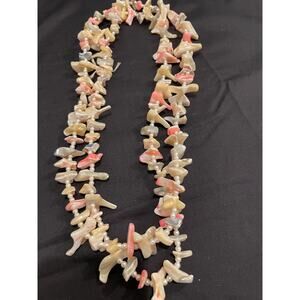 Vintage Pink/Peach/White Shell with White Beads Necklace